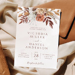 Terracotta Rust Flowers Boho Fall Earthy Wedding Invitation<br><div class="desc">Modern bohemian style wedding invitations featuring watercolor flowers and fall leaves in earthy tones like rust brown,  burnt orange and terracotta. Perfect choice for autumn weddings.</div>