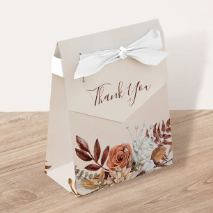 Terracotta Rust Flowers Boho Fall Foliage Wedding Favour Box