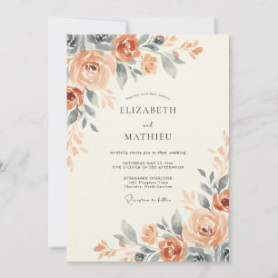 Terracotta Rust Foliage Eucalyptus Wedding Invitation