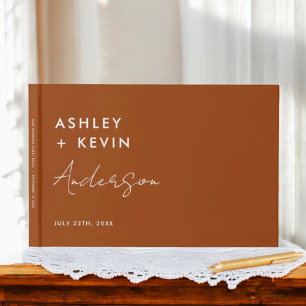 Terracotta Rust Minimalist Photo Wedding Guest Book