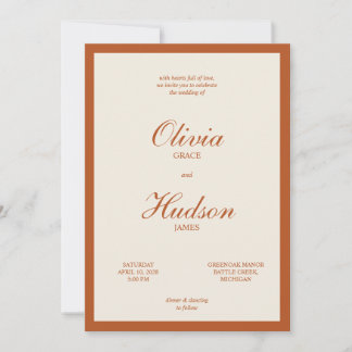 Terracotta Rust Modern Minimalist Script Wedding Invitation