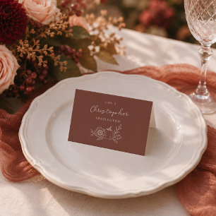 Terracotta Rust Pumpkin Sunflower Place Cards