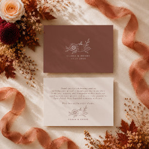 Terracotta Rust Pumpkin Sunflower Thank You Card
