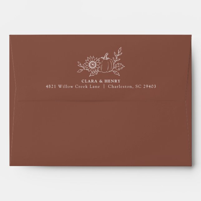 Terracotta Rust Pumpkin Wedding Envelope (Back (Top Flap))