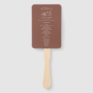 Terracotta Rust Pumpkin Wedding Program Hand Fan