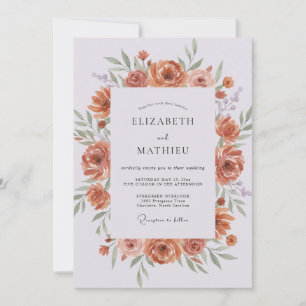 Terracotta Rust Ranunculus Eucalyptus Wedding Invitation