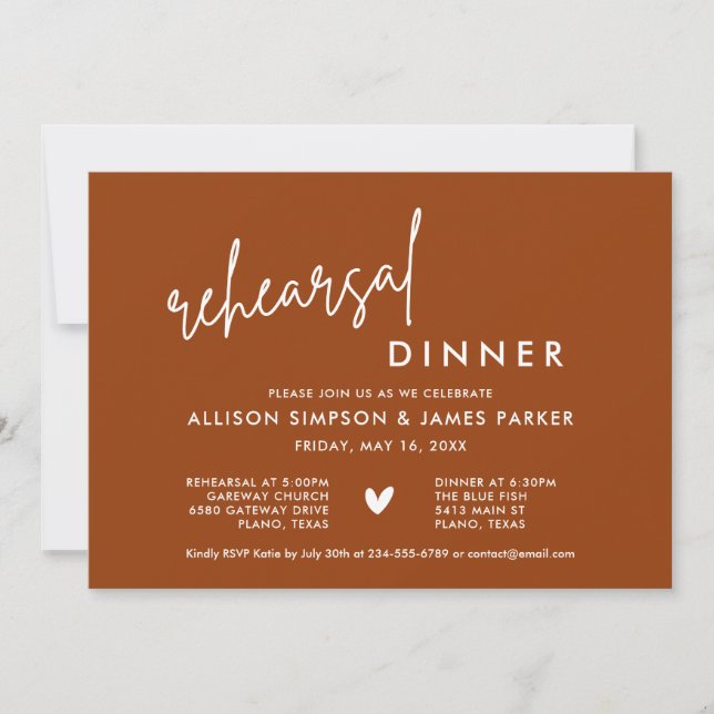 Terracotta Rust Rehearsal Dinner Invitation (Front)