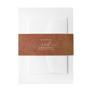 Terracotta Rust Texture Elegant Script Invitation Belly Band