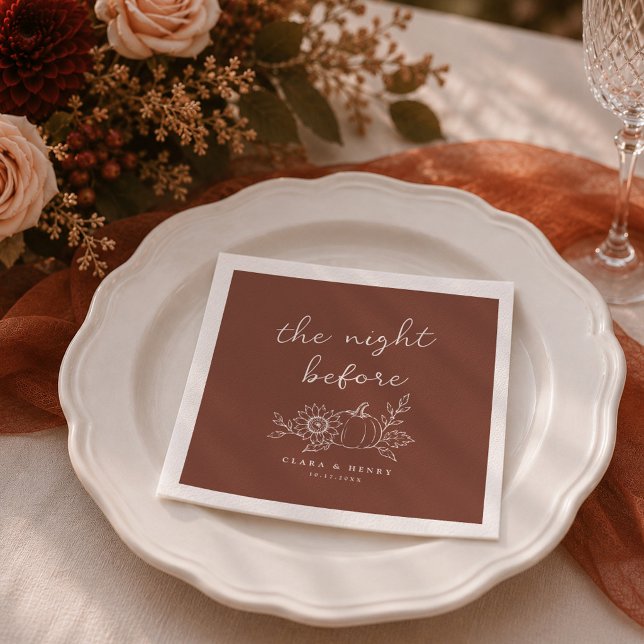 Terracotta Rust The Night Before Rehearsal Dinner Napkin (Creator Uploaded)
