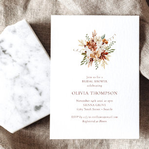 Terracotta Rust Watercolor Floral Bridal Shower Invitation