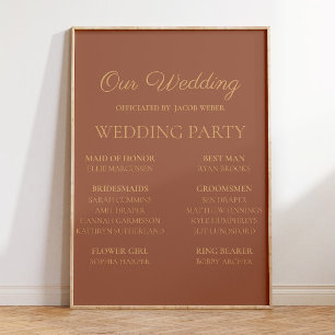 Terracotta Rust Wedding Bridal Party Poster