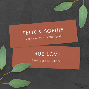 Terracotta Rust Wedding Favour Mini Bookmark Car Business Card
