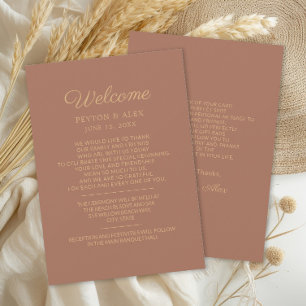 Terracotta Rust Wedding Welcome Itinerary