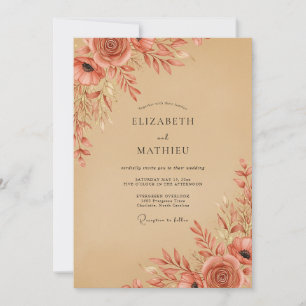 Terracotta Rustic Autumnal Wedding Invitation