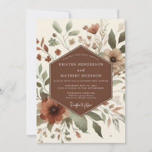 Terracotta Rustic Bloom Wedding Invitation