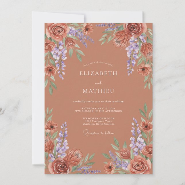 Terracotta Rustic Bloom Wedding Invitation (Front)