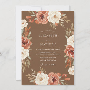 Terracotta Rustic Blossom Wedding Invitation
