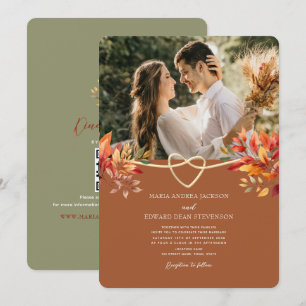 Terracotta Rustic Boho Fall Wedding Invitation