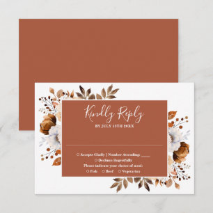 Terracotta Rustic Botanical Floral Wedding RSVP Card