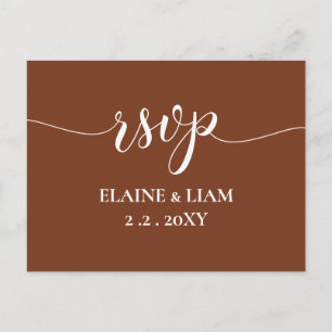 Terracotta Rustic Burnt Orange Modern RSVP Invitation Postcard