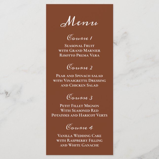 Terracotta Rustic Burnt Orange Modern Wedding Menu (Front)