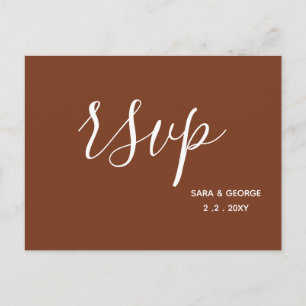Terracotta Rustic Burnt Orange Wedding RSVP Invitation Postcard
