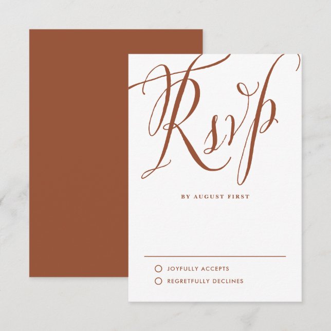 Terracotta Rustic Calligraphy Wedding RSVP Card (Front/Back)