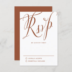 Terracotta Rustic Calligraphy Wedding RSVP Card