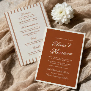 Terracotta Rustic Chic Modern Wedding Invitation