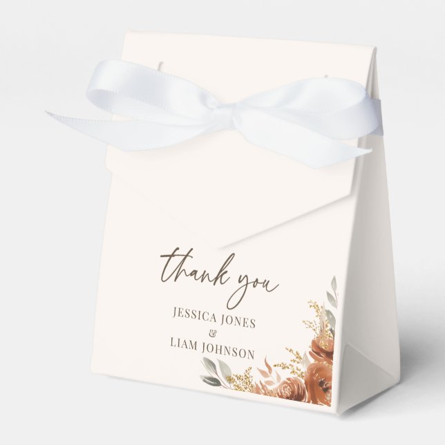 Terracotta Rustic Fall Floral Wedding Thank you  Favour Box (Front Side)