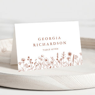 Terracotta Rustic Fall Wildflower Place Card
