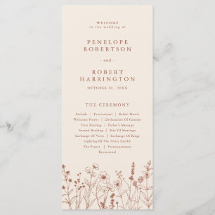 Terracotta Rustic Fall Wildflower Wedding Program Programme