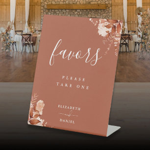 Terracotta Rustic Floral Autumn Fall Favours Table Pedestal Sign