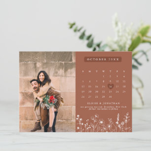 Terracotta Rustic Floral Fall Wildflower  Photo  Save The Date