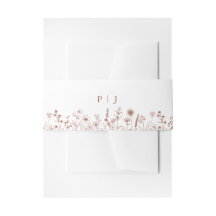 Terracotta Rustic Floral Fall Wildflower Wedding Invitation Belly Band