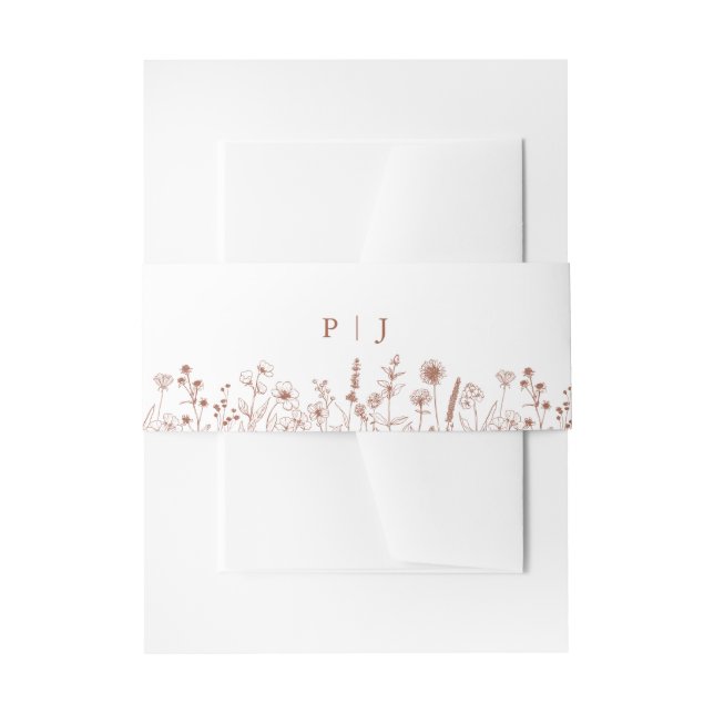 Terracotta Rustic Floral Fall Wildflower Wedding Invitation Belly Band (Front Example)