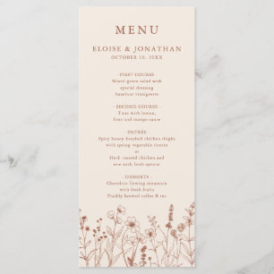 Terracotta Rustic Floral Fall Wildflower Wedding Menu