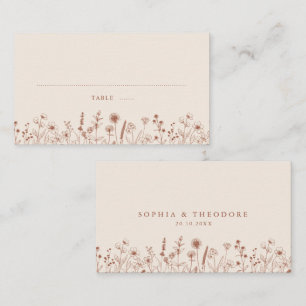 Terracotta Rustic Floral Fall Wildflower Wedding Place Card