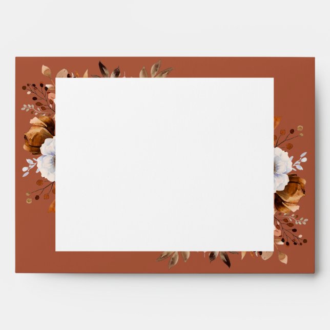Terracotta Rustic Floral Return Address Envelope (Front)
