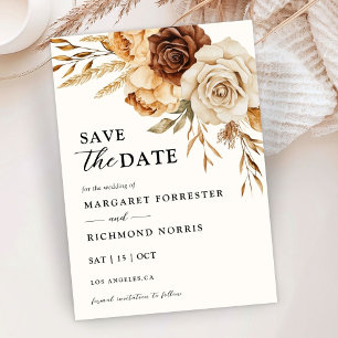 Terracotta Rustic Floral Wedding Save the Date Invitation