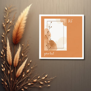 terracotta rustic minimal floral frame & monogram napkin