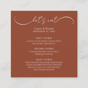 Terracotta Rustic Wedding Menu Enclosure Card