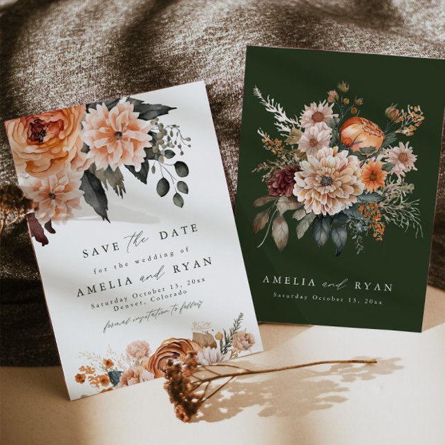 Terracotta Sage Boho Floral Save The Date Invitation (Creator Uploaded)