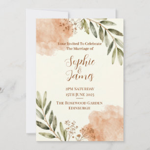 Terracotta Sage Botanical Boho Wedding Invitation