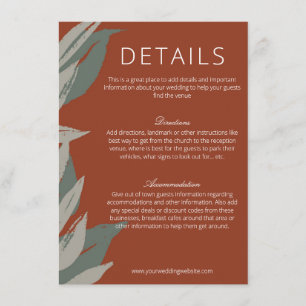 Terracotta Sage Green Modern Botanicals Wedding Enclosure Card