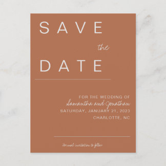 Terracotta Save the Date Announcement Postcard