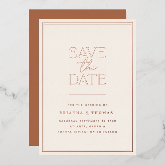 Terracotta Save The Date Rose Gold  (Front/Back)