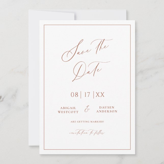 Terracotta Save the Date Wedding Announcement (Front)