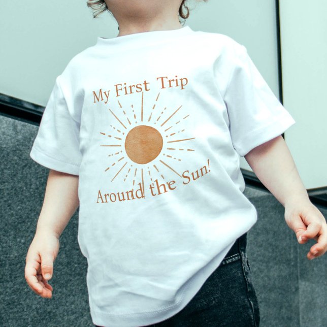 Terracotta Script 1st Trip Around the Sun Birthday Baby T-Shirt (Creator Uploaded)