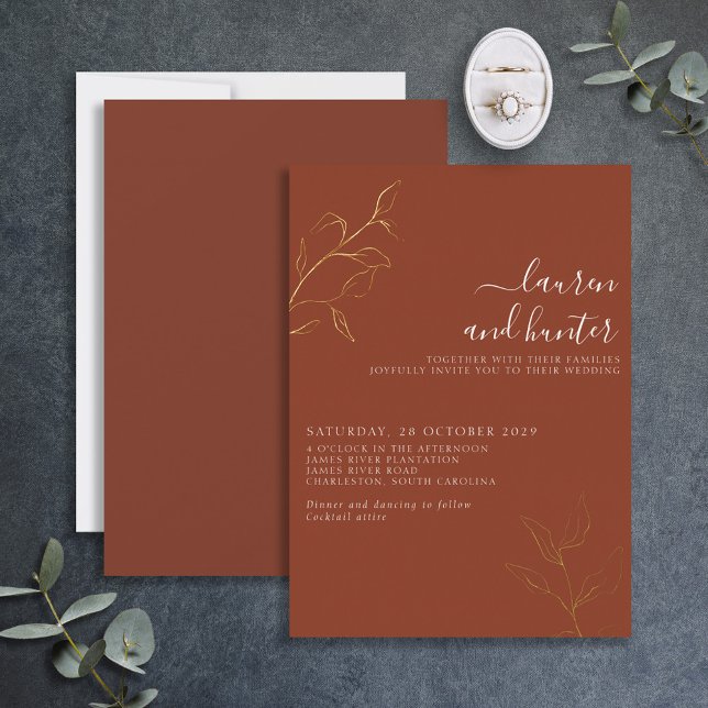 Terracotta Script Gold Botanical Wedding Foil Invi (Creator Uploaded)